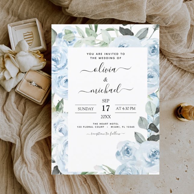 Papier Budget Dusty Blue Floral Mariage (Créateur téléchargé)