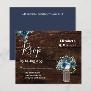 Papier BUDGET Dusty Blue Floral RSVP Rustique Mariage