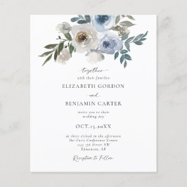 Papier Budget Dusty Blue Mariage Floral Élégant Script