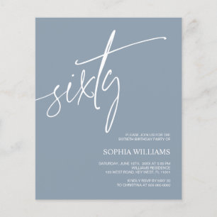 Papier Budget Dusty Blue Minimal 60e anniversaire Invitat