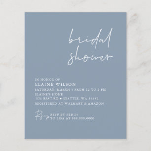 Papier Budget Dusty Blue Moderne Douche nuptiale Invitati