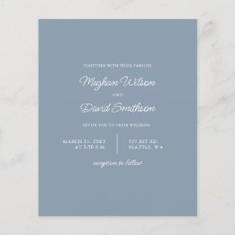 Papier Budget Dusty Blue Moderne Faire-part de mariage