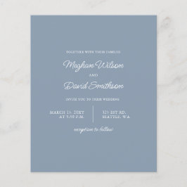 Papier Budget Dusty Blue Moderne Faire-part de mariage