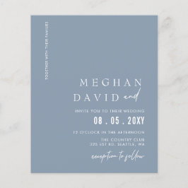 Papier Budget Dusty Blue Moderne Faire-part de mariage