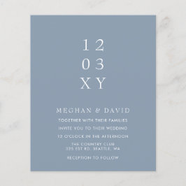 Papier Budget Dusty Blue Moderne Faire-part de mariage