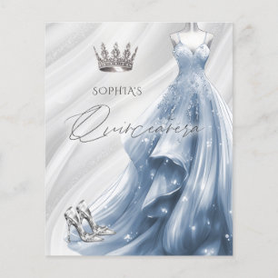 Papier Budget Dusty Blue robe Quinceañera Invitation