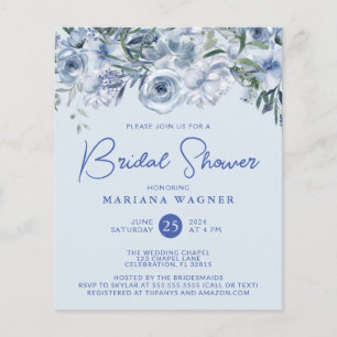 Papier Budget Dusty Blue Romantic Floral Fête des mariées