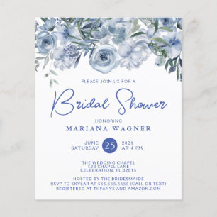 Papier Budget Dusty Blue Romantic Floral Fête des mariées