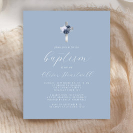 Papier Budget Dusty Blue Silver Floral Cross Garçons Bapt