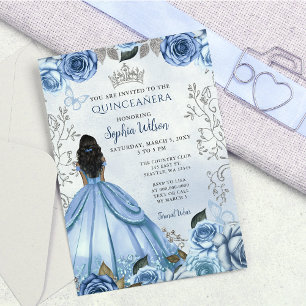 Papier Budget Dusty Blue Silver Princesse Quinceañera