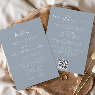 Papier Budget Dusty Blue Tout en un Mariage QR Code