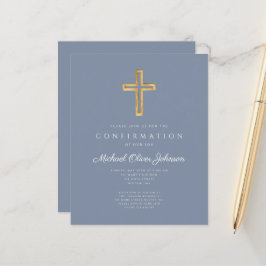 Papier Budget Dusty Croix Bleue Confirmation Invitation