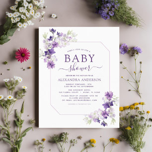 Papier Budget Dusty Purple Floral Baby shower de verdure