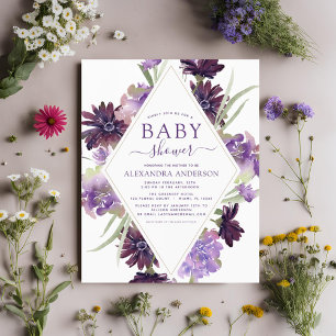 Papier Budget Dusty Purple Floral Baby shower de verdure