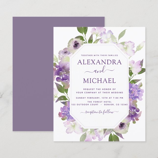 Papier Budget Dusty Purple Mariage Floral verdure (Devant / Derrière)
