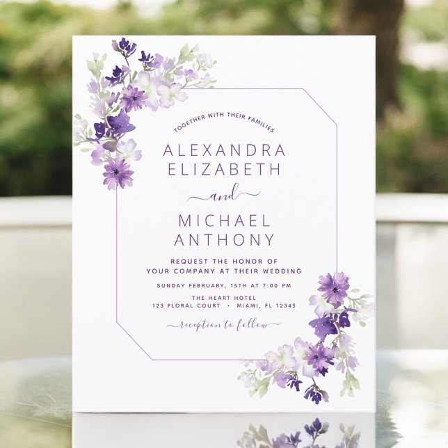 Papier Budget Dusty Purple Mariage Floral verdure (Créateur téléchargé)