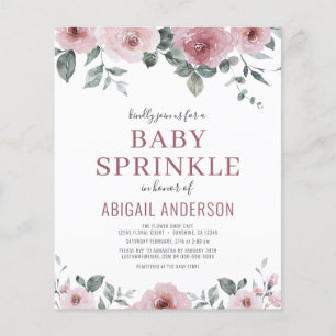 Papier Budget Dusty Rose Floral Baby Sprinkle Invitation