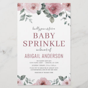 Papier Budget Dusty Rose Floral Baby Sprinkle Invitation
