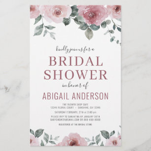 Papier Budget Dusty Rose Floral Bridal Shower Invitation