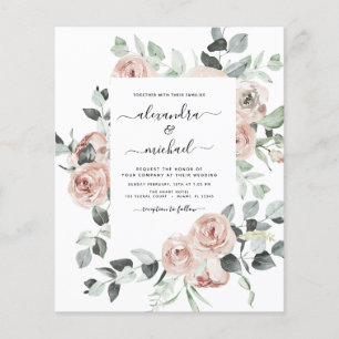 Papier Budget Dusty rose Floral Photo Eucalyptus Mariage