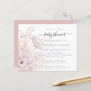 Papier Budget Dusty rose Florals Baby shower Invitation