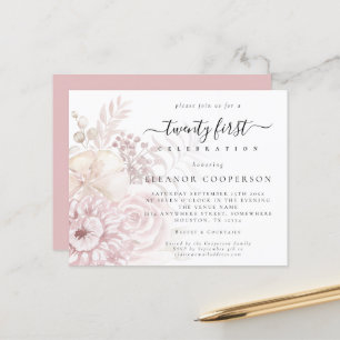 Papier Budget Dusty Rose Florals Fille Invitation de 21èm