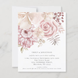 Papier Budget Dusty Rose Florals QR Code Mariage Invitati