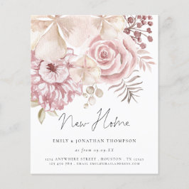 Papier Budget Dusty Rose Florals Script Moving New Home