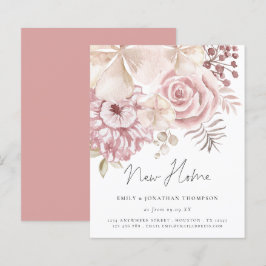 Papier Budget Dusty Rose Florals Script Moving New Home