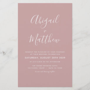 Papier Budget Dusty Rose Modern Photo Faire-part de maria