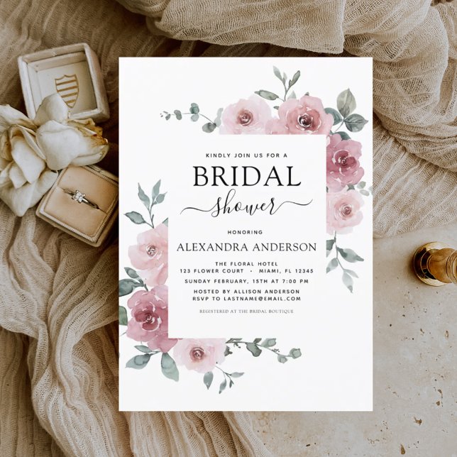 Papier Budget Dusty Rose rose Fête des mariées Floral (Créateur téléchargé)
