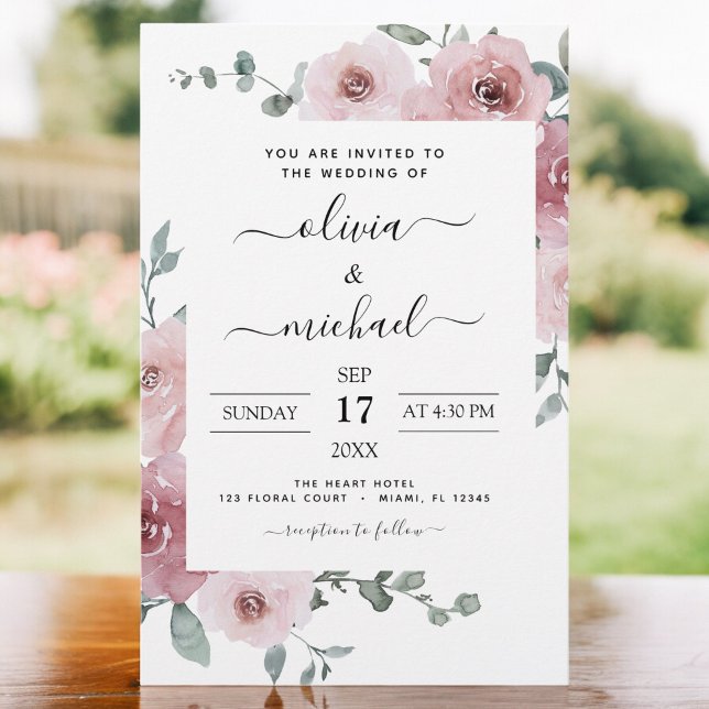 Papier Budget Dusty Rose rose Floral Mariage (Créateur téléchargé)