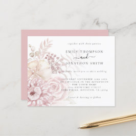 Papier Budget Dusty Rose rose Florals Faire-part de maria