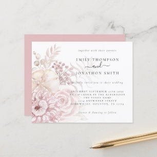 Papier Budget Dusty Rose rose Florals Faire-part de maria