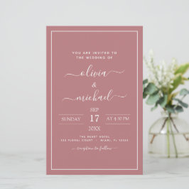 Papier Budget Dusty Rose rose Mariage moderne Typographie