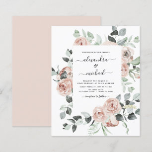 Papier Budget Dusty rose verdure Invitations de mariage