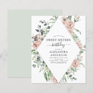 Papier Budget Dusty Sweet sixteen rose fête d'anniversair