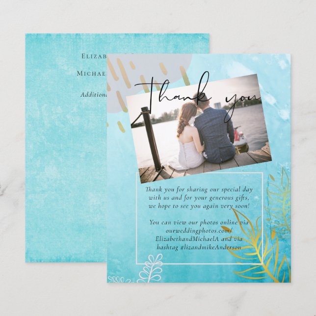 Papier BUDGET DustyTeal Gold Mariage Abstrait (Devant / Derrière)