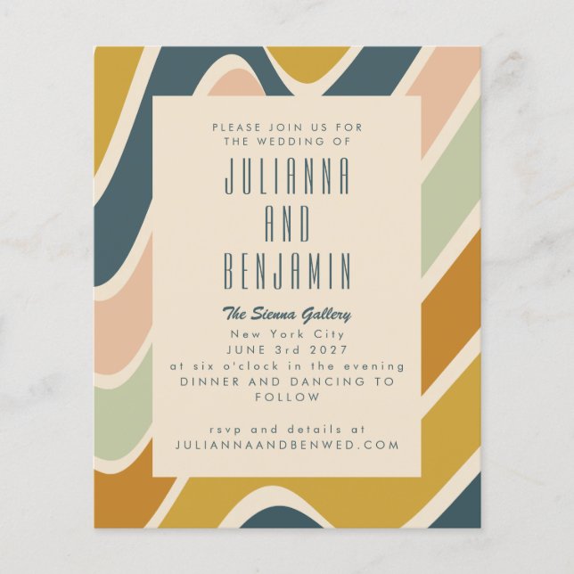 Papier Budget Earthy Boho Abstrait Wavy Pastel Mariage (Devant)
