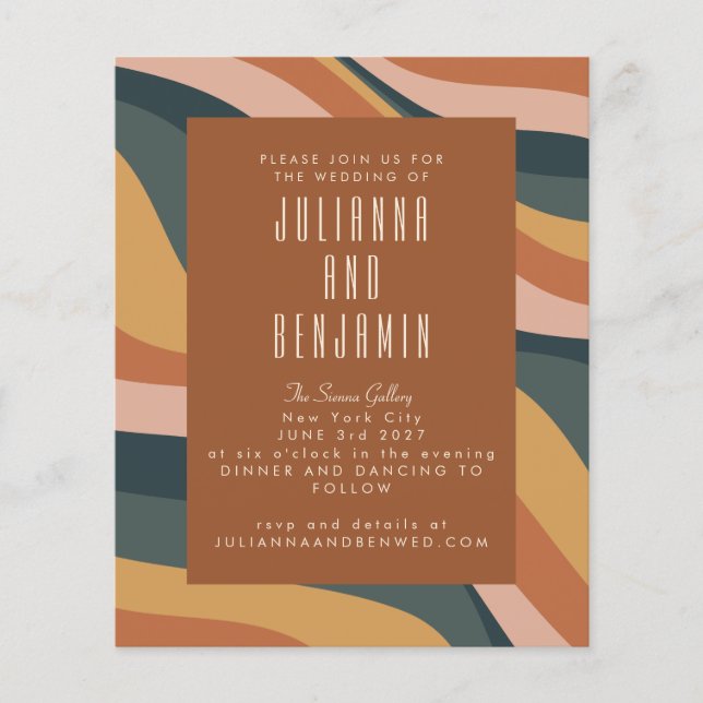 Papier Budget Earthy Boho Wavy Lines Mariage en terre cui (Devant)