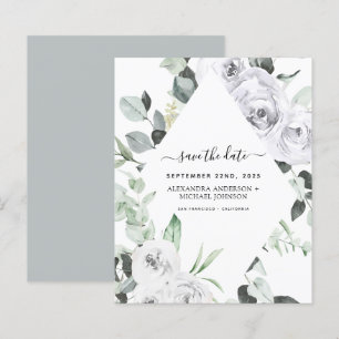 Papier Budget Économisez la date Eucalyptus blanc floral