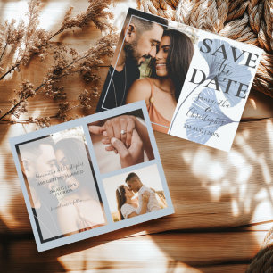 Papier Budget Économisez la date Photo Mariage Bleu 