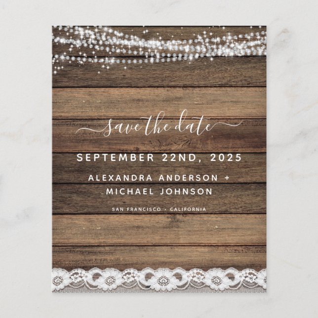 Papier Budget Économisez la date Rustic Farmhouse (Devant)
