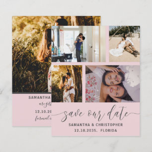 Papier Budget Économisez Notre Date Blush Pink Invitation