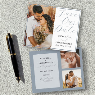 Papier Budget Économisez Notre Date Dusty Blue Photo Mari