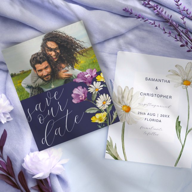 Papier Budget Économisez Notre Date Fleur sauvage Photo M (Créateur téléchargé)