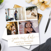 Budget Économisez Notre Date Photo Gold Script Inv