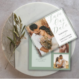 Papier Budget Économisez Notre Date Sage Green Photo Mari
