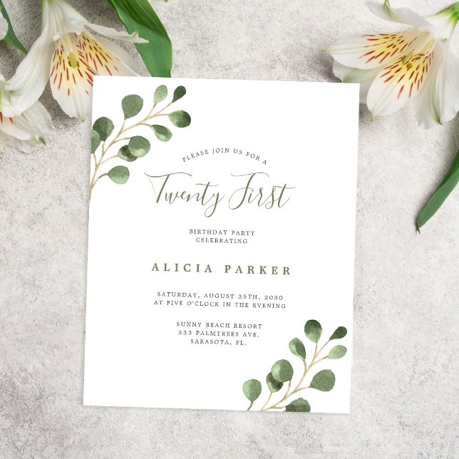 Papier Budget élégant 21 ans anniversaire invitation fête (Créateur téléchargé)