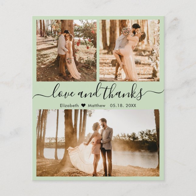 Papier Budget Elegant 3 Photo Collage Mariage Merci (Devant)